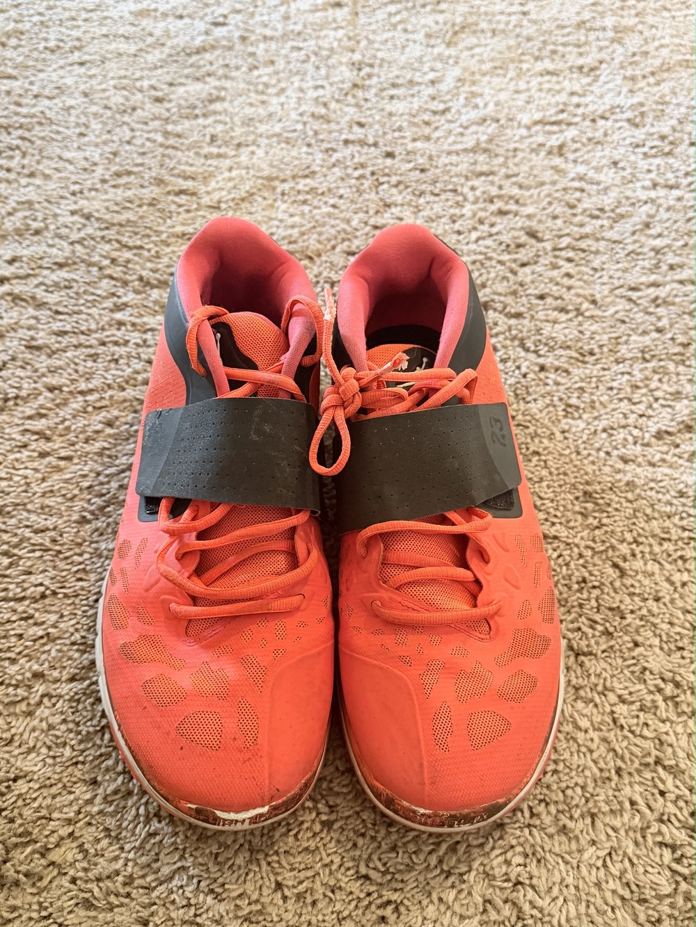 Jordan Men's Red and Black Athletic Shoes with Midfoot Strap